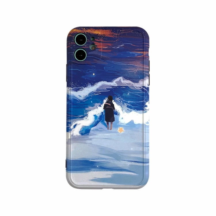 For iPhone 12 Pro Max Ink Painting Full Coverage Shockproof TPU Protective Case