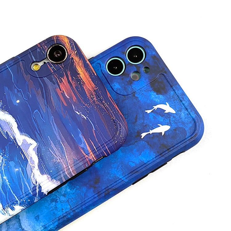 For iPhone 12 Pro Max Ink Painting Full Coverage Shockproof TPU Protective Case