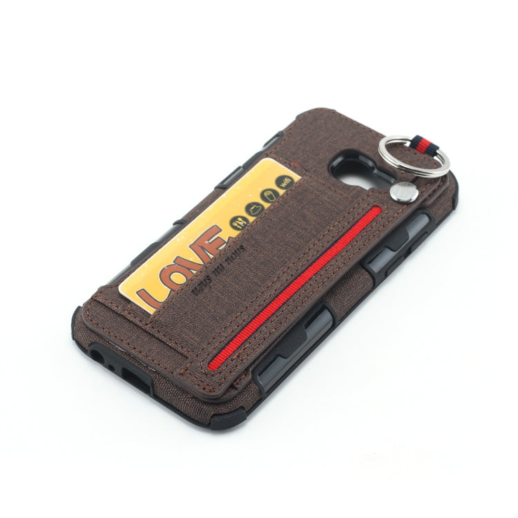 For Galaxy A5 (2017) Cloth Texture + TPU Shockproof Protective Case with Metal Ring & Holder & Card Slots & Hanging Strap
