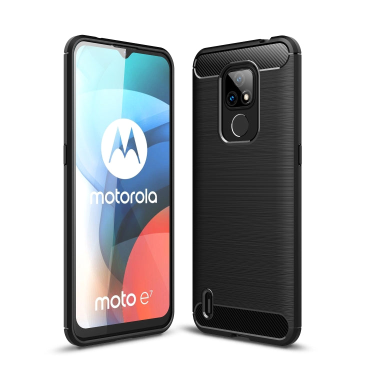 For Motorola Moto E7 (2020) Brushed Texture Carbon Fiber TPU Case