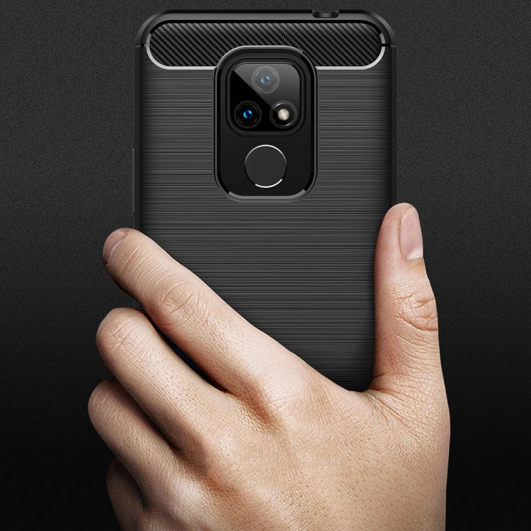 For Motorola Moto E7 (2020) Brushed Texture Carbon Fiber TPU Case