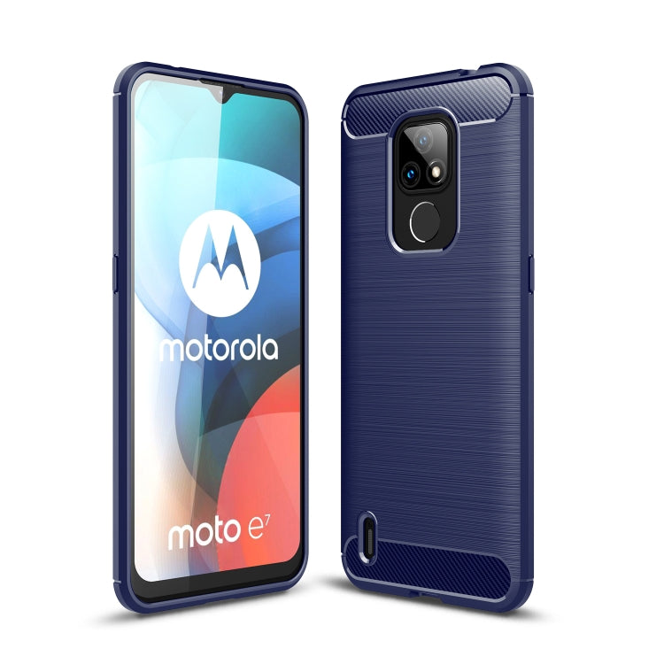For Motorola Moto E7 (2020) Brushed Texture Carbon Fiber TPU Case