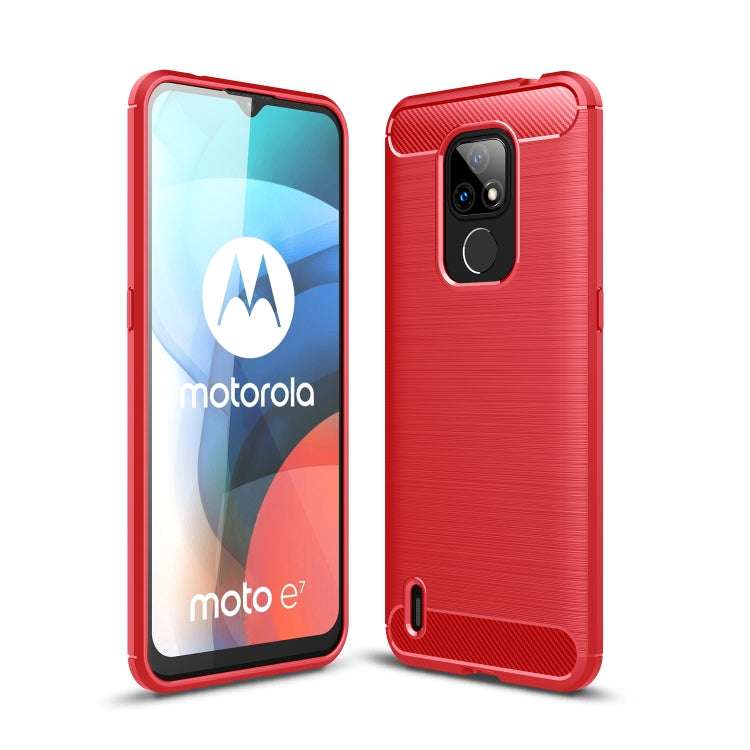 For Motorola Moto E7 (2020) Brushed Texture Carbon Fiber TPU Case