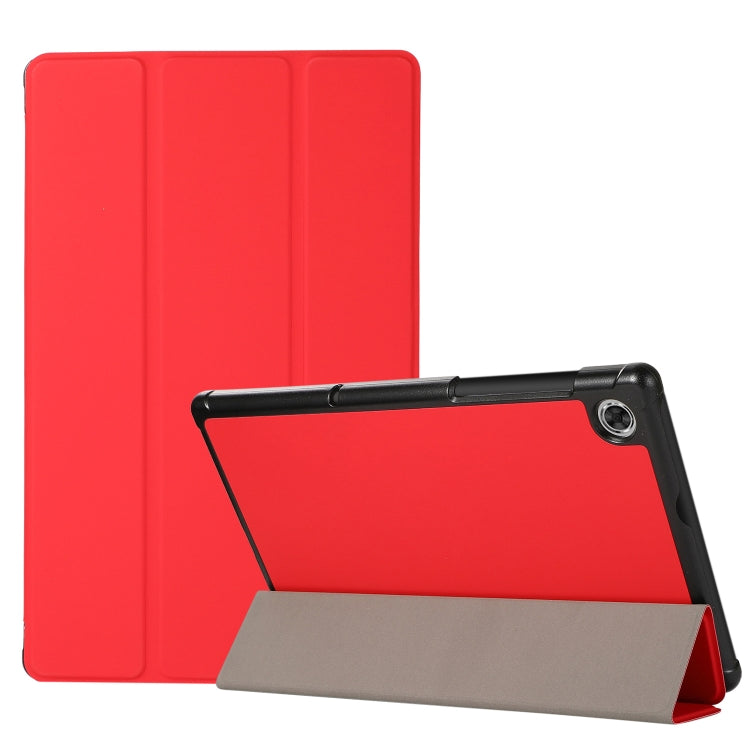 For Lenovo Tab M10 HD (X306) 3-folding Skin Texture Horizontal Flip TPU + PU Leather Case with Holder