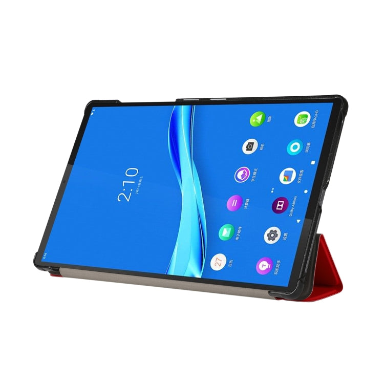 For Lenovo Tab M10 HD (X306) 3-folding Skin Texture Horizontal Flip TPU + PU Leather Case with Holder