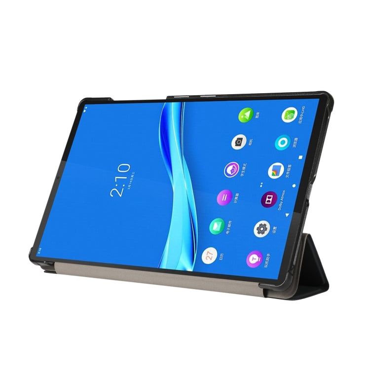 For Lenovo Tab M10 HD (X306) 3-folding Skin Texture Horizontal Flip TPU + PU Leather Case with Holder