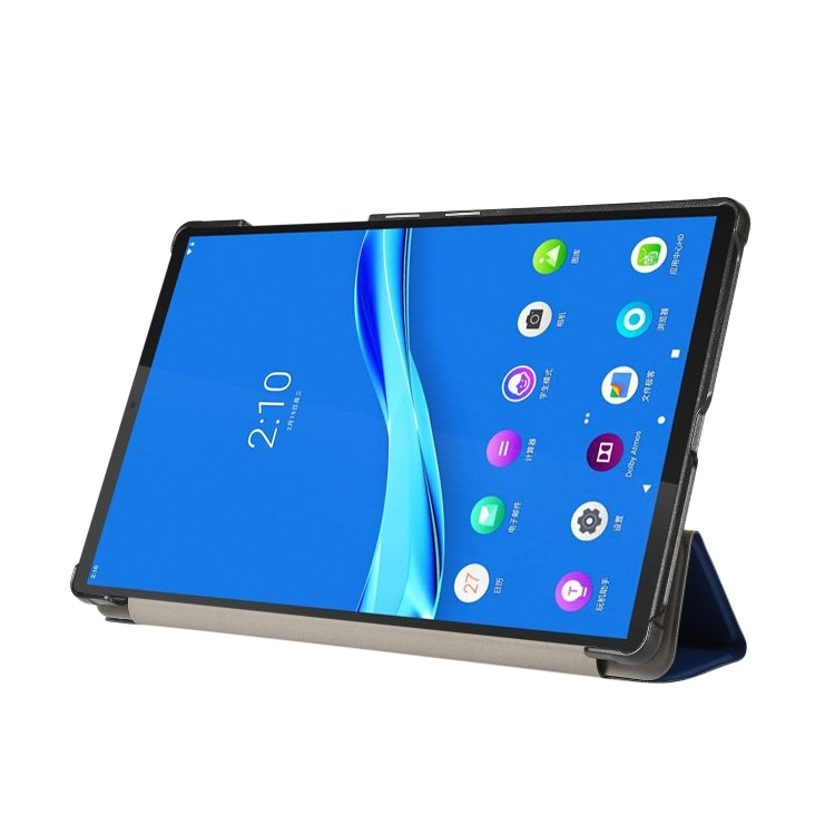 For Lenovo Tab M10 HD (X306) 3-folding Skin Texture Horizontal Flip TPU + PU Leather Case with Holder