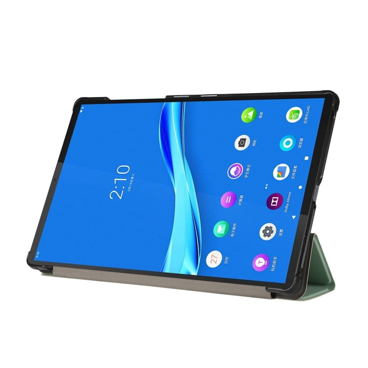 For Lenovo Tab M10 HD (X306) 3-folding Skin Texture Horizontal Flip TPU + PU Leather Case with Holder