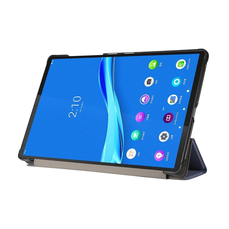 For Lenovo Tab M10 HD (X306) 3-folding Skin Texture Horizontal Flip TPU + PU Leather Case with Holder