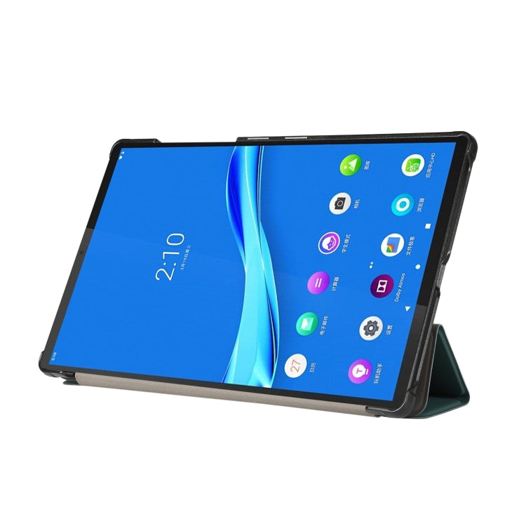For Lenovo Tab M10 HD (X306) 3-folding Skin Texture Horizontal Flip TPU + PU Leather Case with Holder