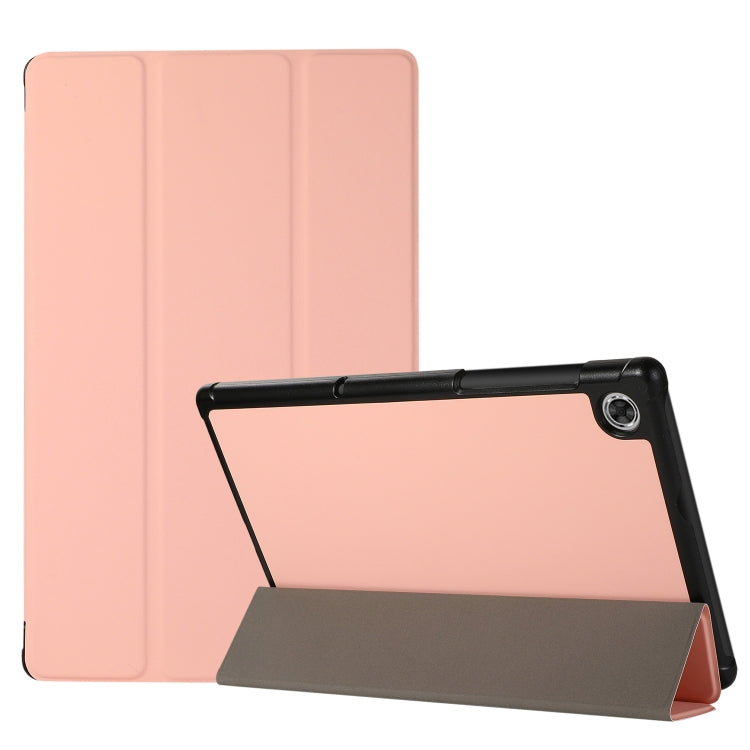 For Lenovo Tab M10 HD (X306) 3-folding Skin Texture Horizontal Flip TPU + PU Leather Case with Holder