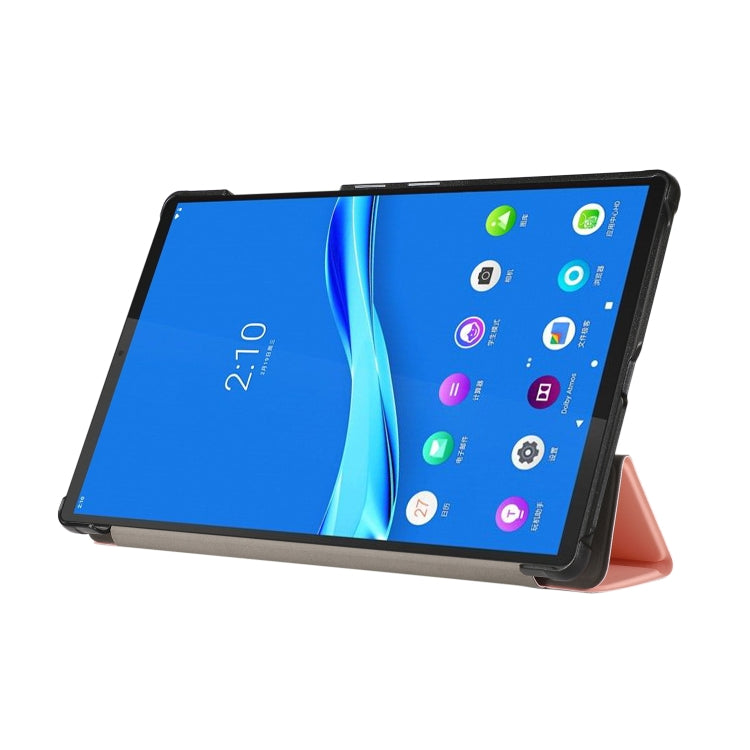 For Lenovo Tab M10 HD (X306) 3-folding Skin Texture Horizontal Flip TPU + PU Leather Case with Holder