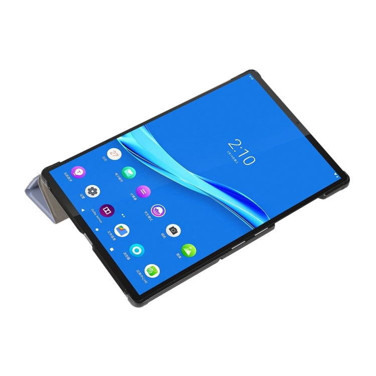 For Lenovo Tab M10 HD (X306) 3-folding Skin Texture Horizontal Flip TPU + PU Leather Case with Holder