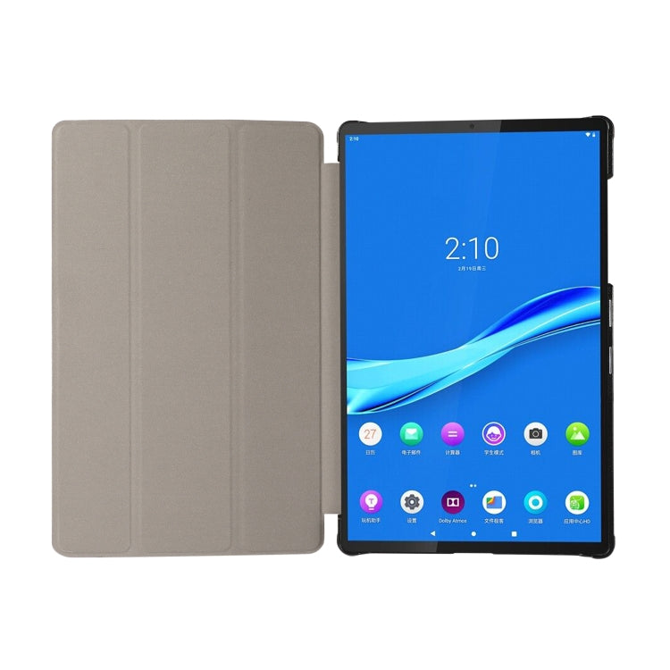 For Lenovo Tab M10 HD (X306) 3-folding Skin Texture Horizontal Flip TPU + PU Leather Case with Holder