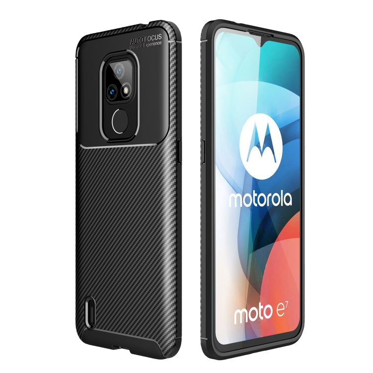For Motorola Moto E7 (2020) Carbon Fiber Texture Shockproof TPU Case