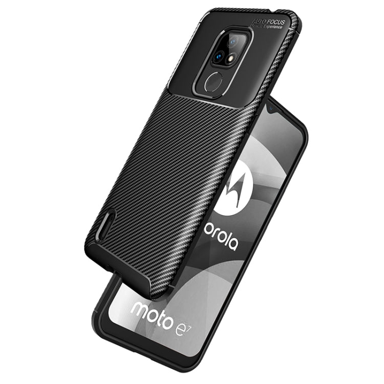 For Motorola Moto E7 (2020) Carbon Fiber Texture Shockproof TPU Case