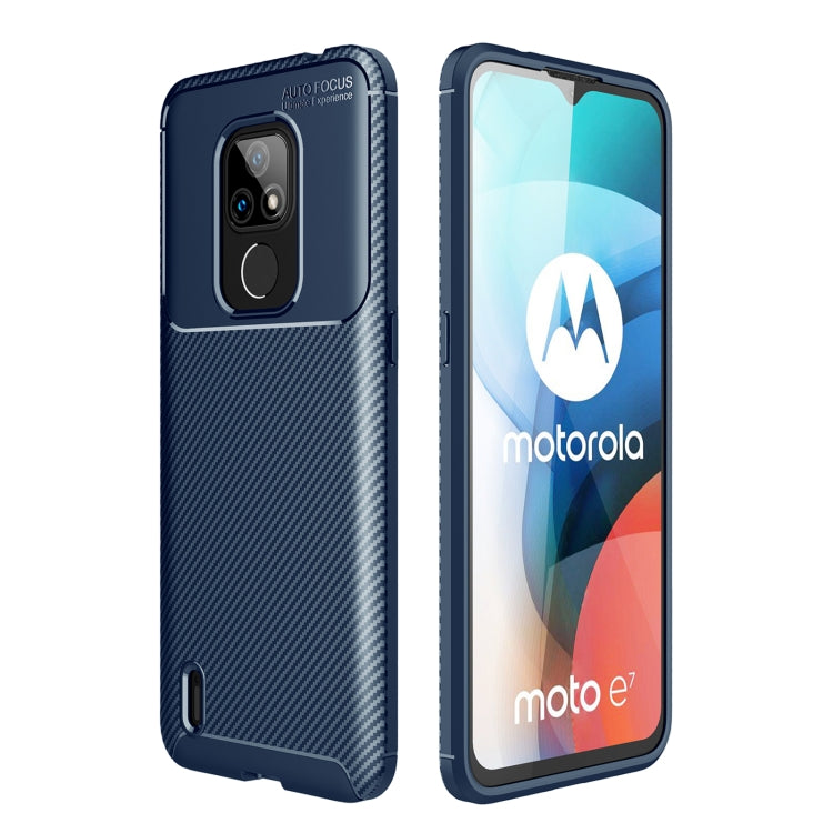 For Motorola Moto E7 (2020) Carbon Fiber Texture Shockproof TPU Case
