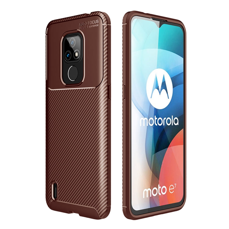 For Motorola Moto E7 (2020) Carbon Fiber Texture Shockproof TPU Case
