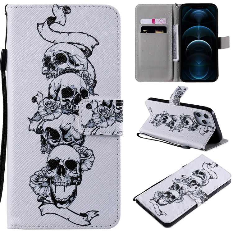 For iPhone 12 Pro Max Painting Horizontal Flip Leather Case with Holder & Card Slot & Lanyard