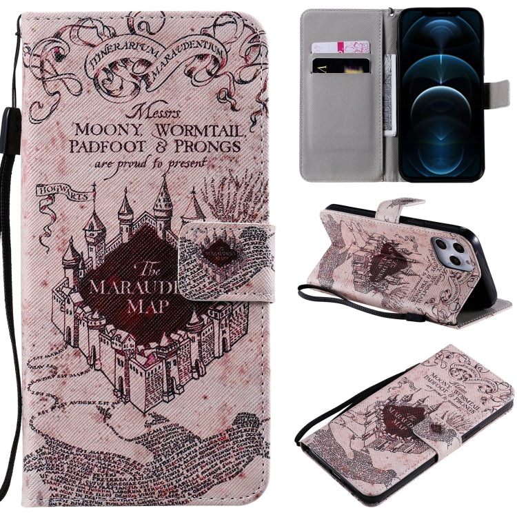For iPhone 12 Pro Max Painting Horizontal Flip Leather Case with Holder & Card Slot & Lanyard