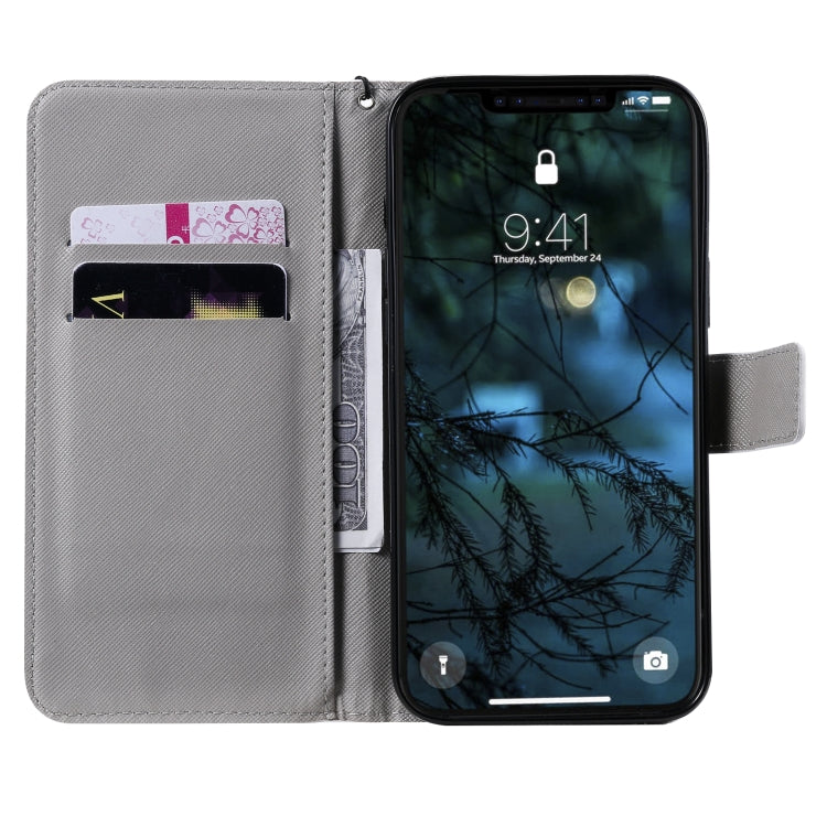 For iPhone 12 Pro Max Painting Horizontal Flip Leather Case with Holder & Card Slot & Lanyard