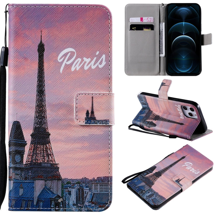 For iPhone 12 Pro Max Painting Horizontal Flip Leather Case with Holder & Card Slot & Lanyard