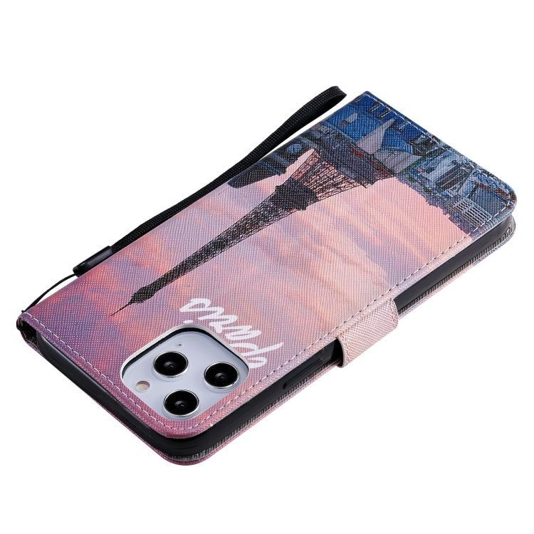 For iPhone 12 Pro Max Painting Horizontal Flip Leather Case with Holder & Card Slot & Lanyard