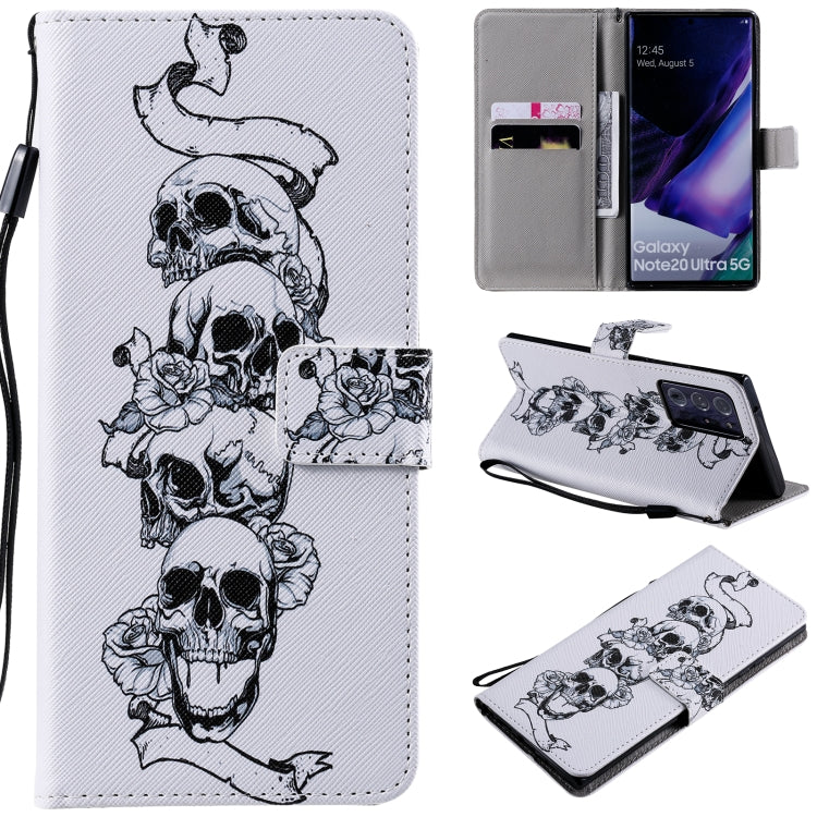 For Samsung Galaxy Note 20 Ultra Painting Horizontal Flip Leather Case with Holder & Card Slot & Lanyard