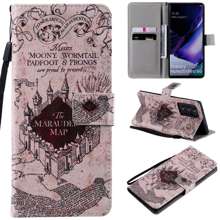 For Samsung Galaxy Note 20 Ultra Painting Horizontal Flip Leather Case with Holder & Card Slot & Lanyard
