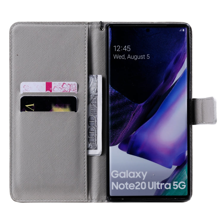 For Samsung Galaxy Note 20 Ultra Painting Horizontal Flip Leather Case with Holder & Card Slot & Lanyard