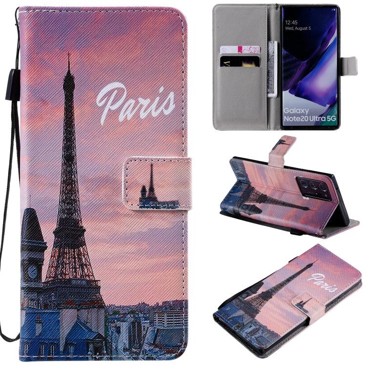 For Samsung Galaxy Note 20 Ultra Painting Horizontal Flip Leather Case with Holder & Card Slot & Lanyard