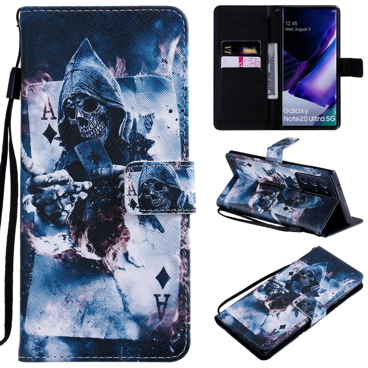 For Samsung Galaxy Note 20 Ultra Painting Horizontal Flip Leather Case with Holder & Card Slot & Lanyard