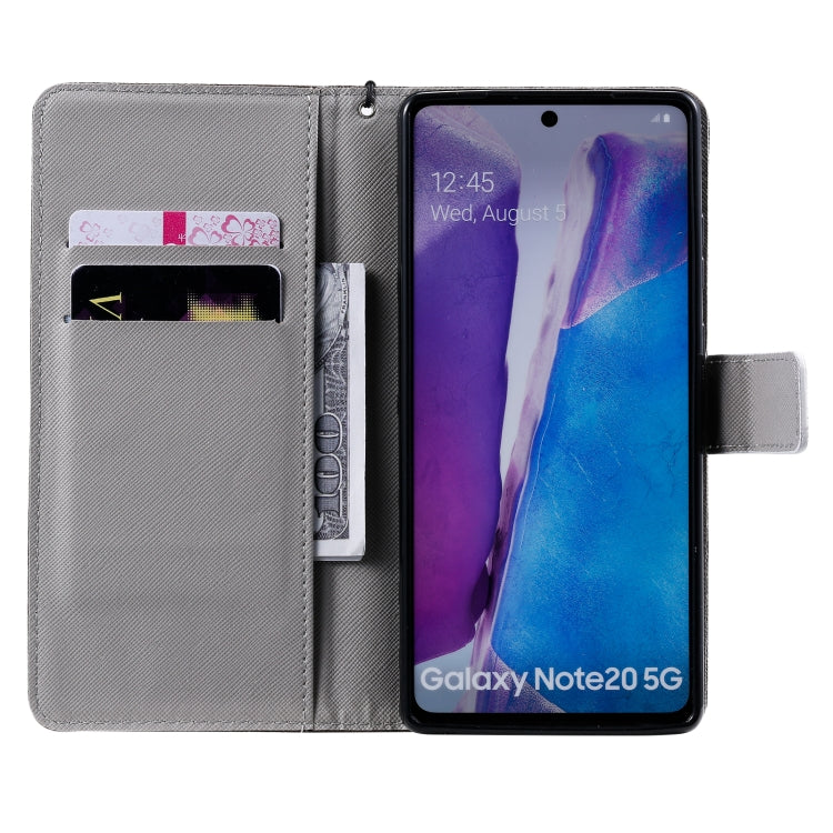 For Samsung Galaxy Note 20 Painting Horizontal Flip Leather Case with Holder & Card Slot & Lanyard