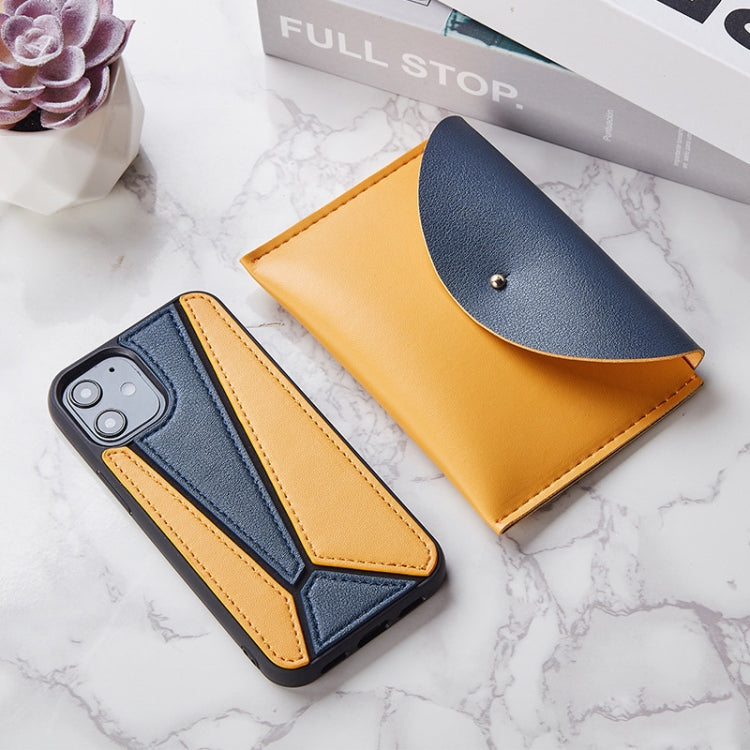 For iPhone 12 mini Shockproof Geometric Stitching Protective Case with Leather Bag