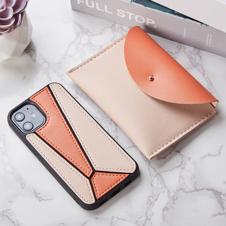 For iPhone 12 mini Shockproof Geometric Stitching Protective Case with Leather Bag