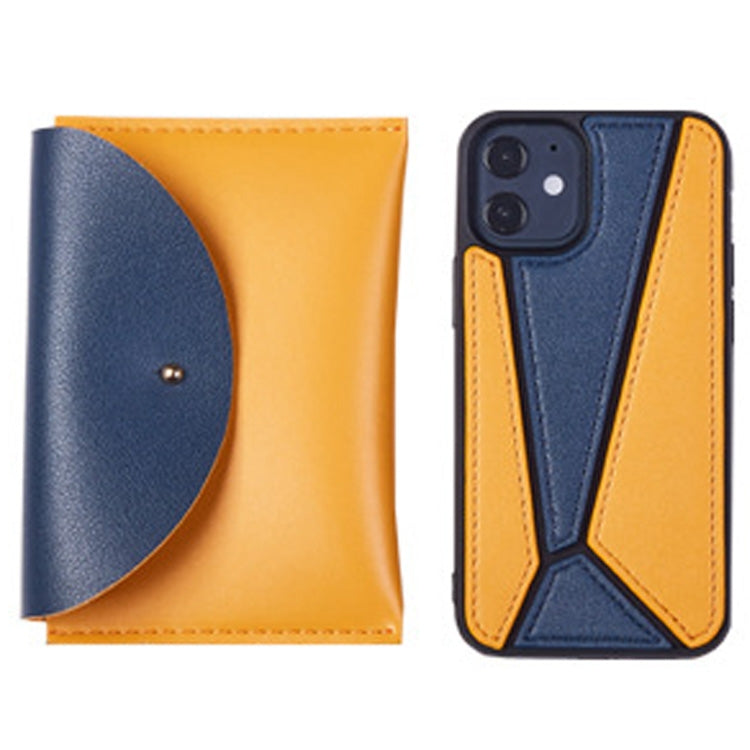 For iPhone 12 Pro Max Shockproof Geometric Stitching Protective Case with Leather Bag