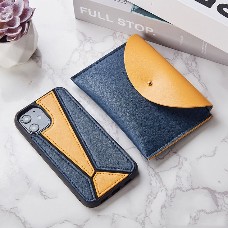 For iPhone 12 Pro Max Shockproof Geometric Stitching Protective Case with Leather Bag