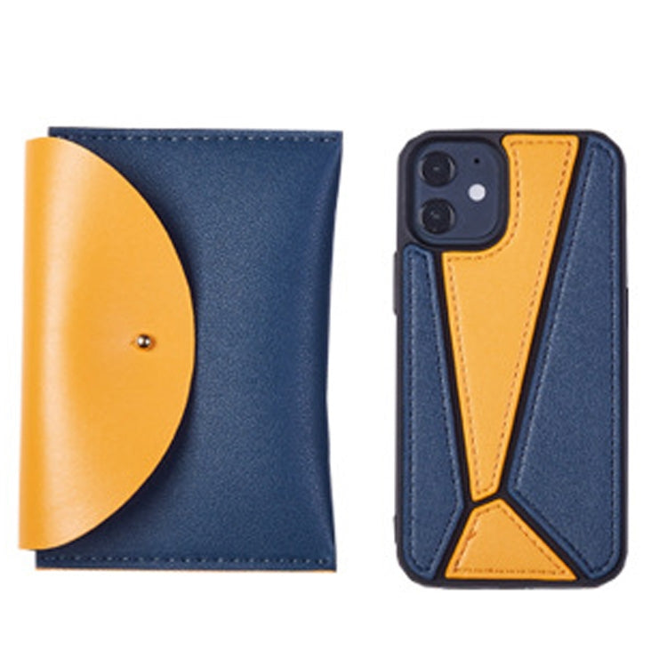 For iPhone 12 Pro Max Shockproof Geometric Stitching Protective Case with Leather Bag