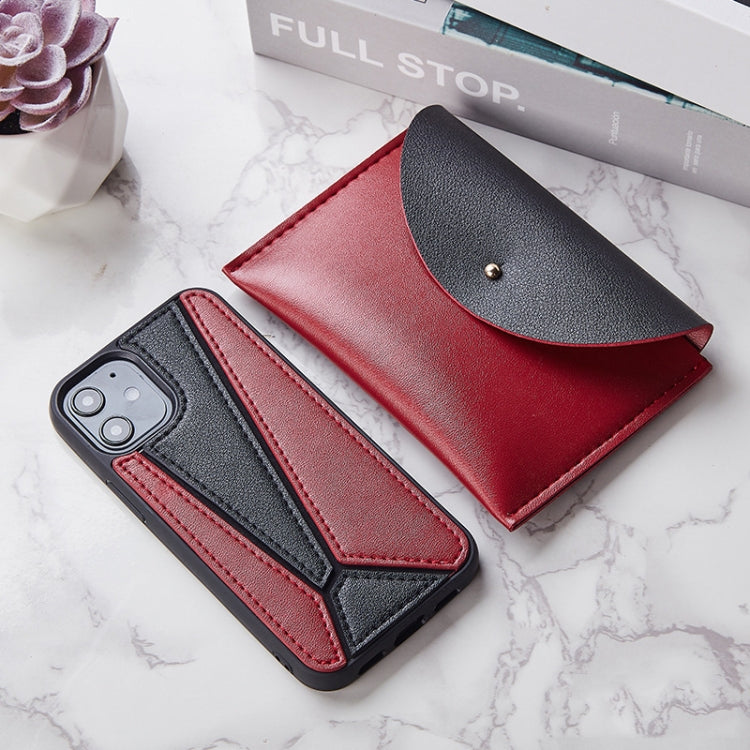 For iPhone 12 Pro Max Shockproof Geometric Stitching Protective Case with Leather Bag