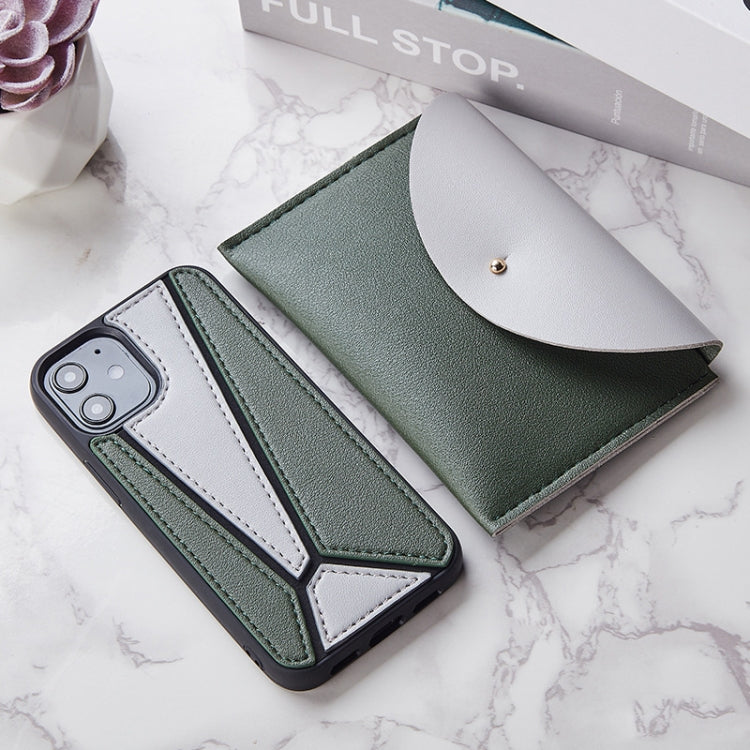 For iPhone 12 Pro Max Shockproof Geometric Stitching Protective Case with Leather Bag