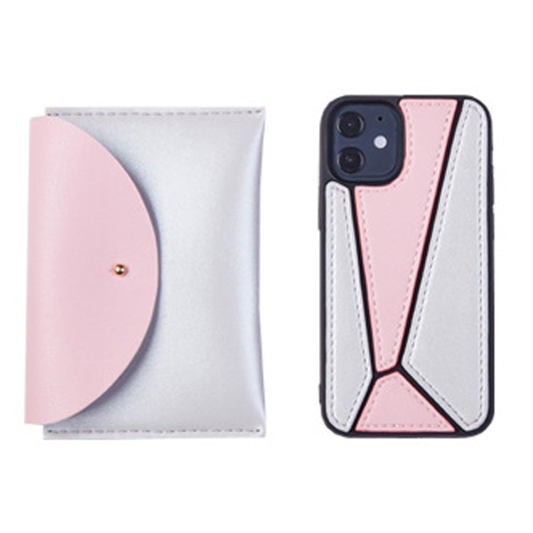 For iPhone 12 Pro Max Shockproof Geometric Stitching Protective Case with Leather Bag