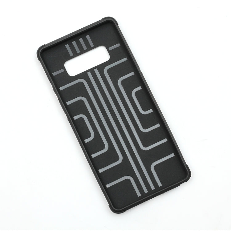 For Galaxy Note 8 Cloth Texture + TPU Shockproof Protective Case with Metal Ring & Holder & Card Slots & Hanging Strap