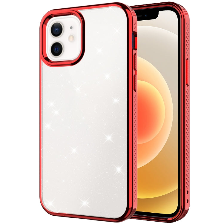 For iPhone 12 mini Electroplating Frame Glitter Powder Protective Case