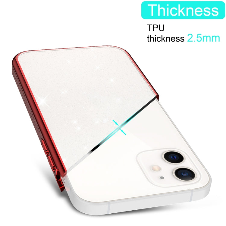 For iPhone 12 mini Electroplating Frame Glitter Powder Protective Case
