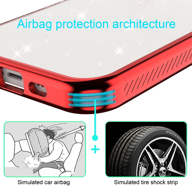 For iPhone 12 mini Electroplating Frame Glitter Powder Protective Case