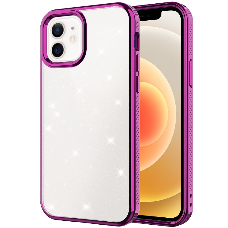 For iPhone 12 mini Electroplating Frame Glitter Powder Protective Case