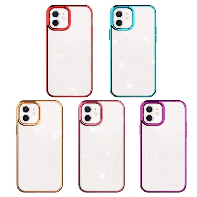 For iPhone 12 mini Electroplating Frame Glitter Powder Protective Case