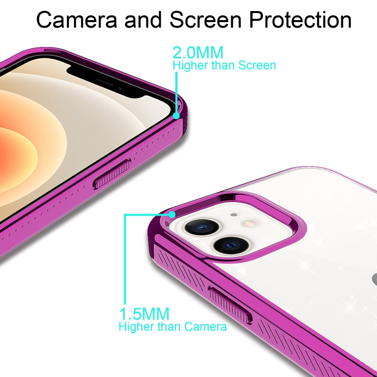 For iPhone 12 mini Electroplating Frame Glitter Powder Protective Case
