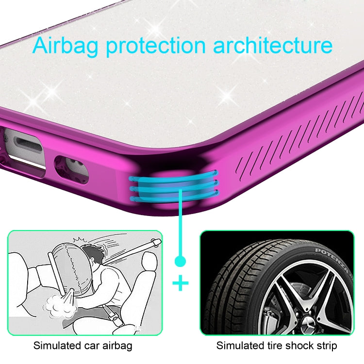 For iPhone 12 mini Electroplating Frame Glitter Powder Protective Case