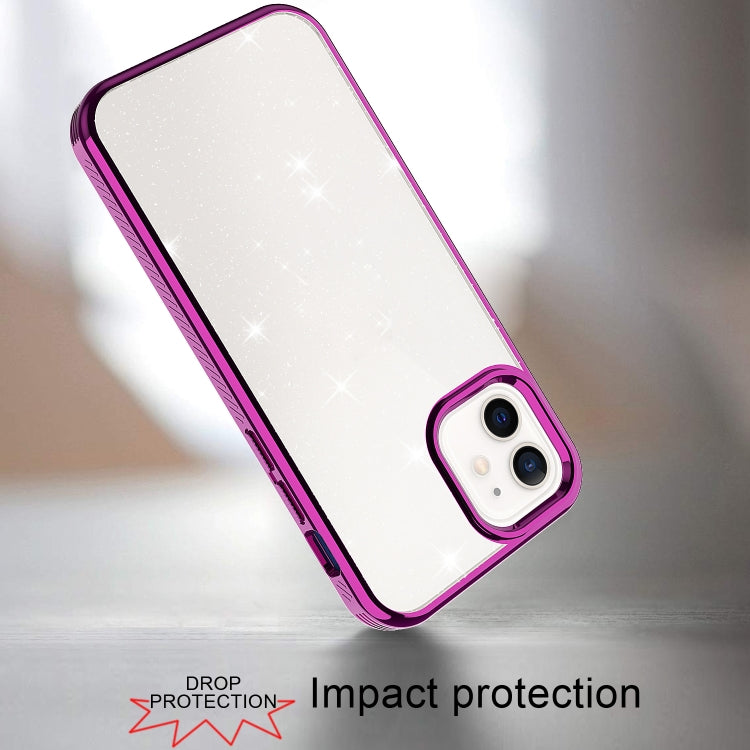 For iPhone 12 mini Electroplating Frame Glitter Powder Protective Case
